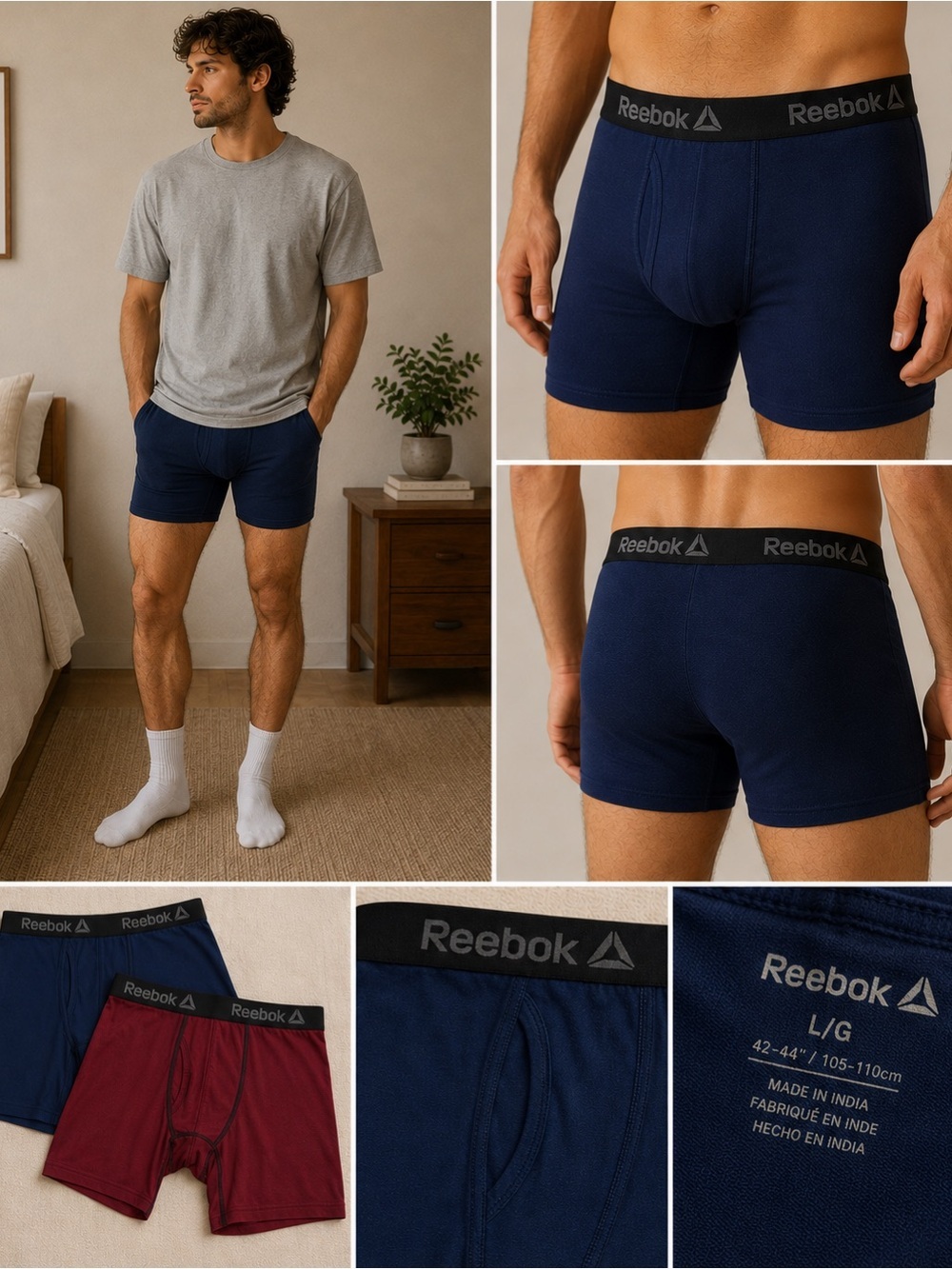 Reebok Boys Poly Spandex Blend Boxer Briefs 2-Pair 1-Blue 1-Red NWOT 28” Waist